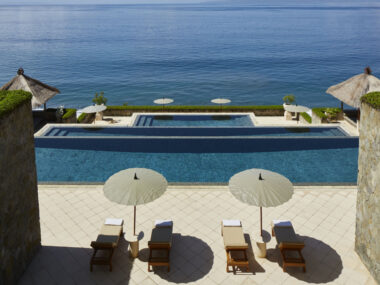 Tiered pool at Amankila Bali resort, one of the best Bali resorts for luxury