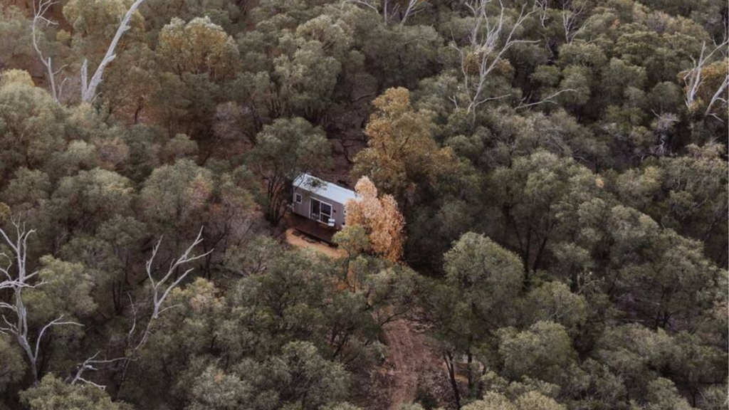 Hidden Cabins tiny house in Peel WA surrounded by bushland
